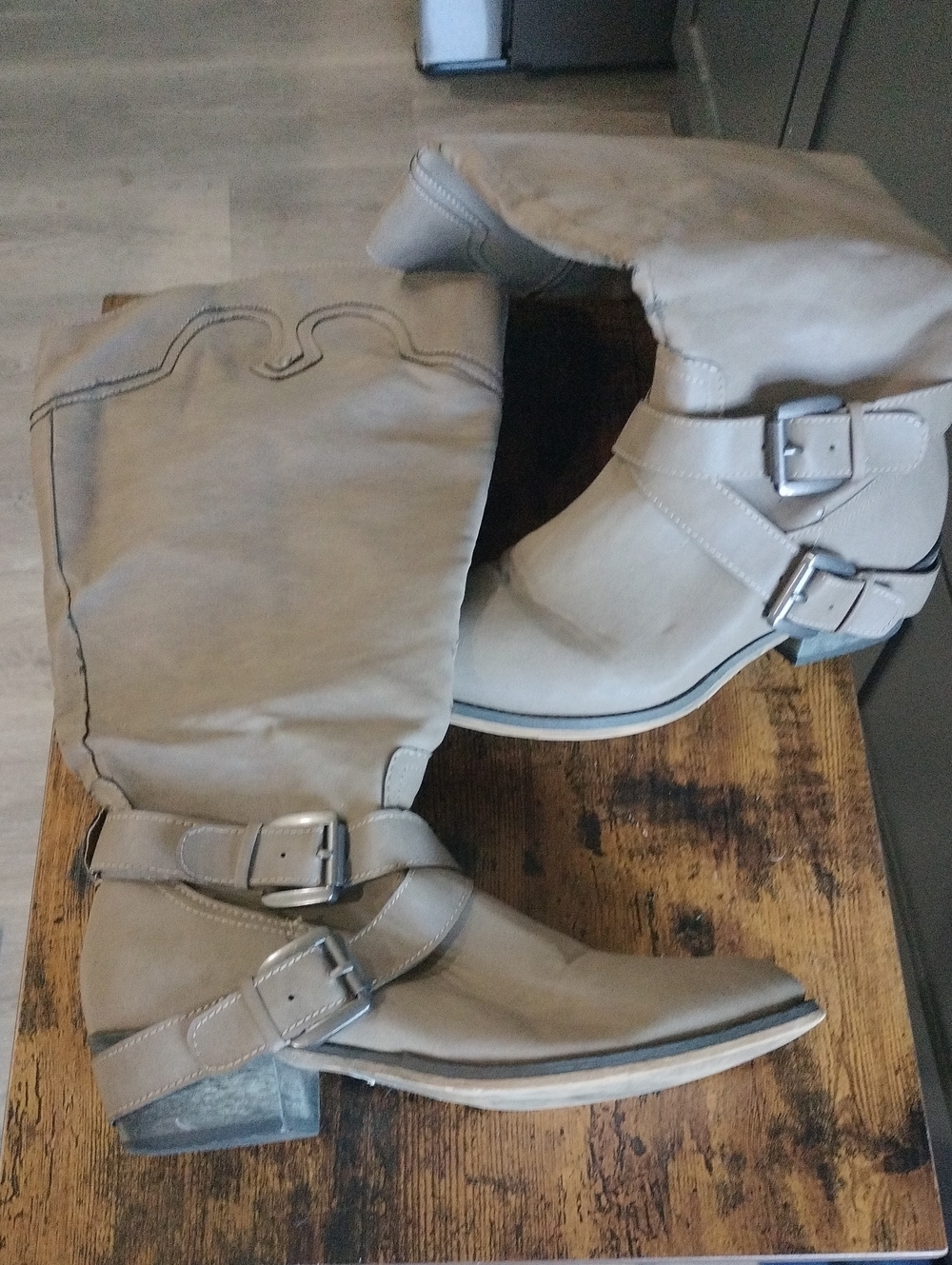 Lane Bryant Women's Taupe Buckle Mid-Calf Boots